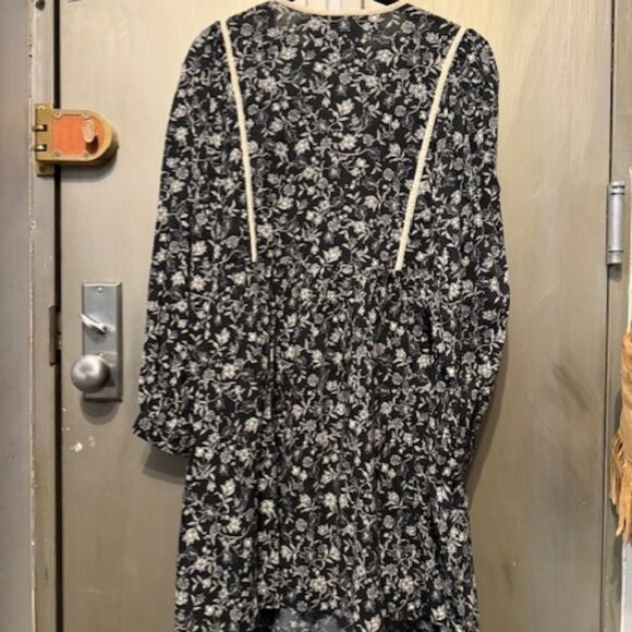 Retro Boho Antique Floral Mini Swing Dress with Puff / Balloon Sleeves - NWT - Picture 15 of 16